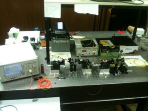 The optical fiber and bragg grating testing set-up